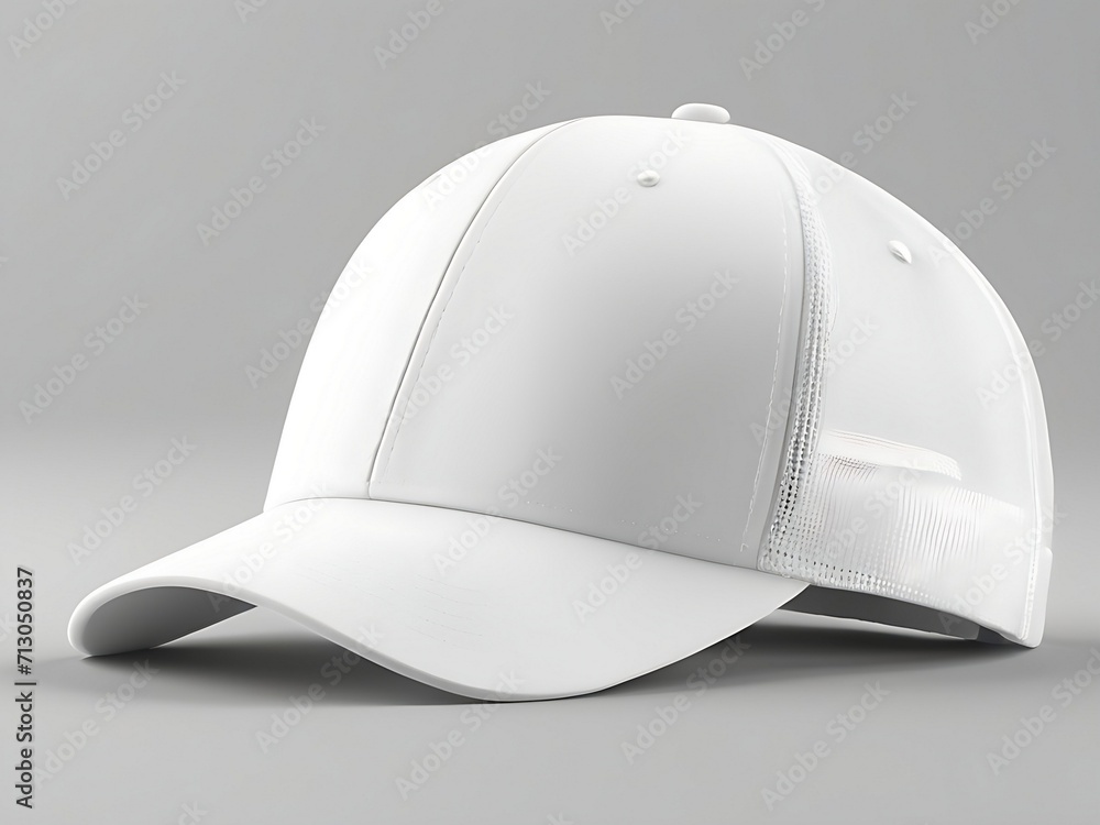 Wall mural White cap Mockup, realistic style. Hat blank template, baseball caps, vector illustration set. Collection of modern realistic fashion accessories,headgear,headwear, headdress
