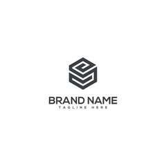 Abstract S letter box logo with polygon style.
