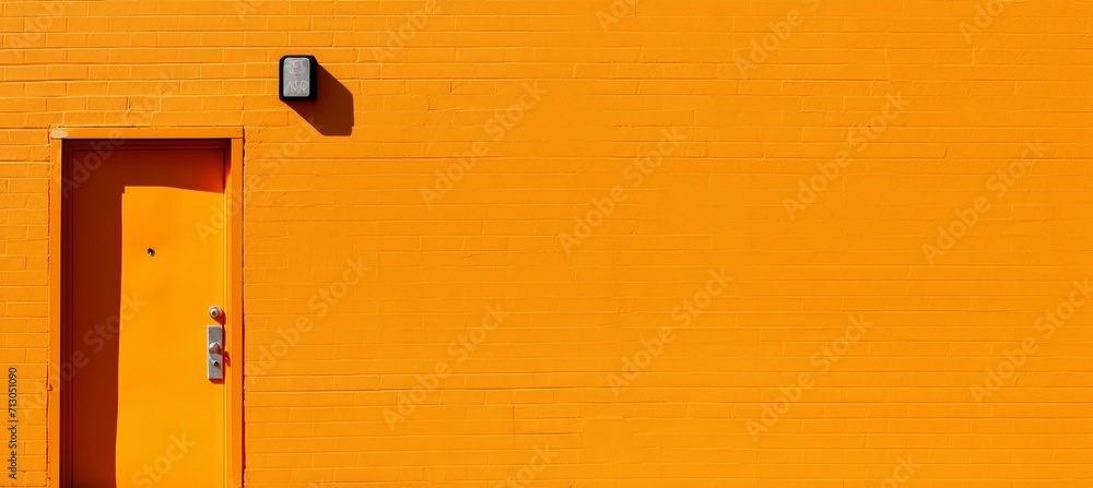 Poster abstract pale orange door with intricate patterns in a modern and minimalist architectural setting