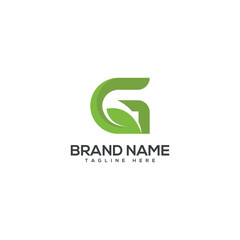 Alphabet G letter green leaf ecology nature logo element vector