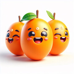 Happy cartoon loquat with cute expression on clean background