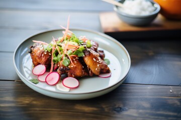 Fototapeta na wymiar korean bbq chicken wings with pickled radish