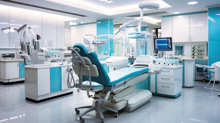 Dental Office Interior with Modern Equipment, Health Care, and Professional Dentistry