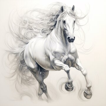 Pencil sketch horse spectral ghostly pictures Generative AI