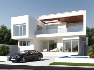 modern house in front of a house
