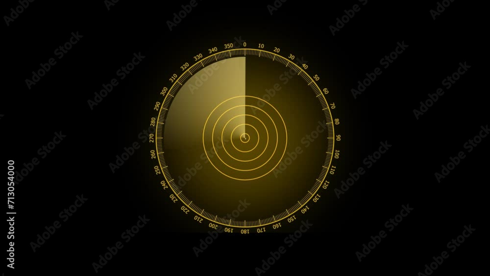 Poster yellow color rader searching animation. rader hud technology signal waves animated. location detecti