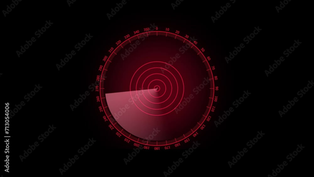 Poster red color rader searching animation. rader hud technology signal waves animated. location detection 