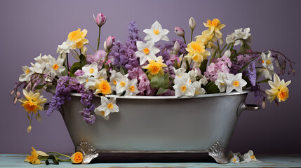 spring flowers in a bath