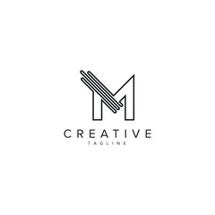Alphabet M letter modern style line logo element vector.