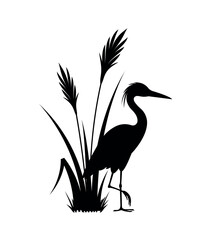 Heron and cane bush, eps 10 format