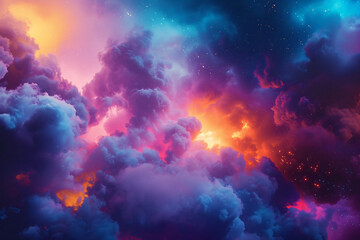 Obraz na płótnie Canvas colorful cloud and lightning