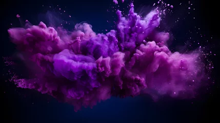 Foto op Aluminium Explosion of purple powder on black background © Black