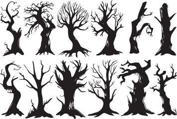 Set Trees. Hand drawn vector illustration