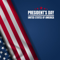 Happy President's Day banners or posters template with waving American flag