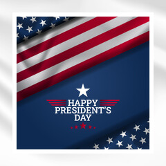 Happy President's Day banners or posters template with waving American flag