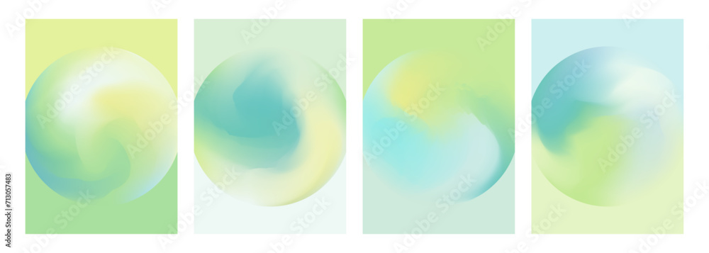 Aufkleber planet earth. defocused spheres. color gradients. set of blurred color round shapes for creative gra