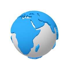 Cartoon planet Earth 3d render icon on white background