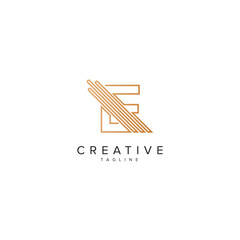 Alphabet E letter modern luxury style line logo vector element.
