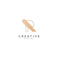 Alphabet R letter modern luxury style line logo vector element.
