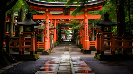 Fototapeta na wymiar Fushimi Inari Shrine gate Shinto shrine in southern