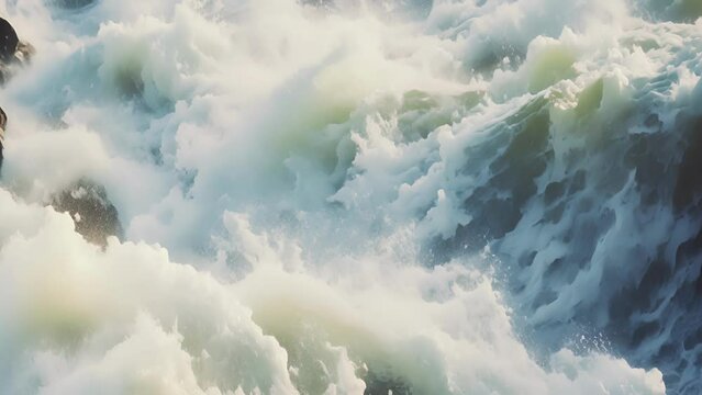 A close up of a raging river with turbulent water
