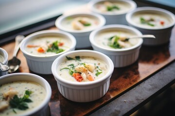 individual portions of chowder for a family dinner