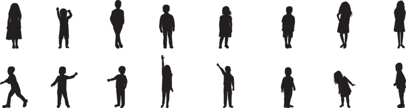 children silhouette, on white background vector