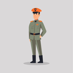 Obraz premium vector flat military officer