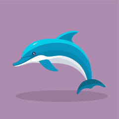 Obraz premium vector flat dolphin fish
