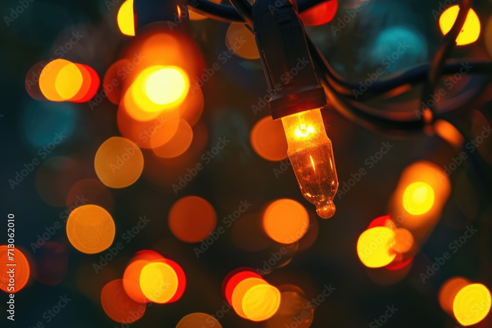 Canvas Prints A detailed view of a string of lights. Perfect for adding a warm and festive touch to any occasion