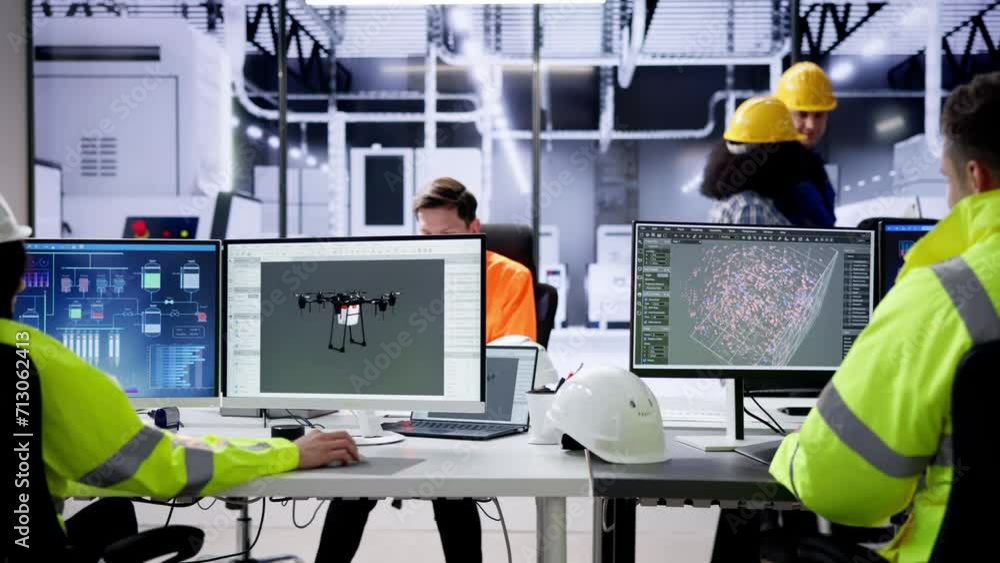 Fototapete engineer doing 3d cad model design on computer