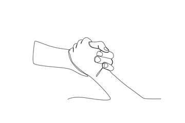 One continuous line drawing of Helping hands. Single line draw vector graphic design illustration.
