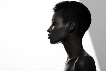Black History Month, Black And White Profile Beautiful African American Female