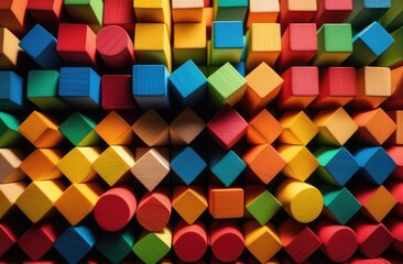 abstract colorful background.Colorful background made of wooden blocks, flat lay,