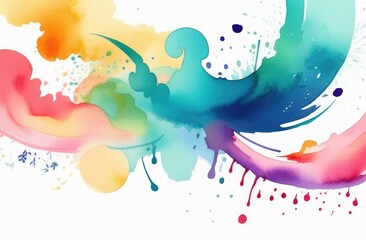Watercolor, vintage, light colors melt, flow and expand, colorful abstract background, on a white background.