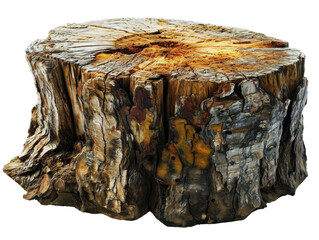 Stump Log Isolated on Transparent or White Background, PNG