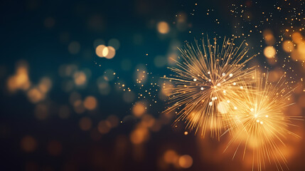 Beautiful creative holiday background with fireworks and sparkles