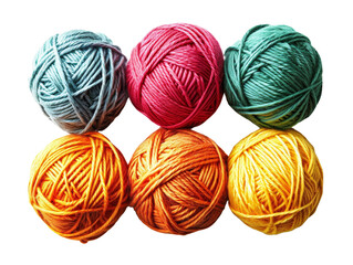 Colorful Yarn Balls Isolated on Transparent or White Background, PNG