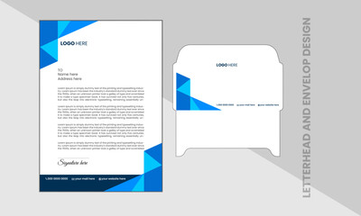 Unique,trendy letterhead and envelop design template