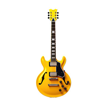 Yellow electric guitar isolated on white backgroug