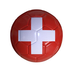 Flag Of Switzerland On Soccer Ball And Transparent Background
