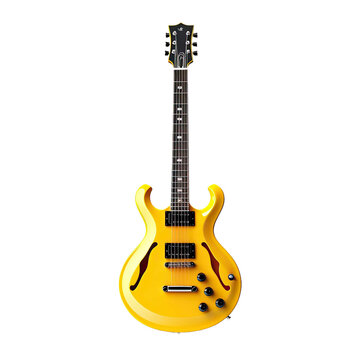 Yellow electric guitar isolated on white backgroug