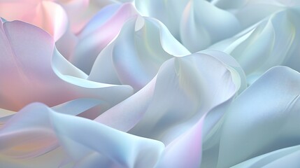 Tulip petals covered in a soft snowy layer, gracefully moving in a wavy dance of winter.