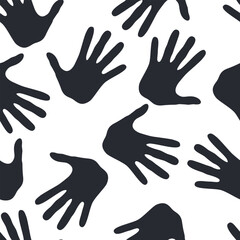 Paper child palm hand vector cartoon seamless pattern background for wallpaper, wrapping, packing, and backdrop.