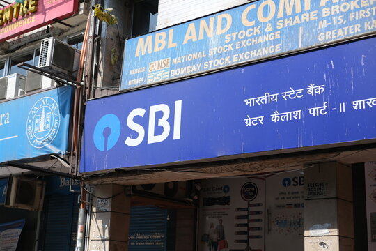 Sign board of the State Bank of India, State Bank of India (SBI) is an Indian multinational public sector bank and financial services statutory body headquartered in Mumbai: Delhi India 2024