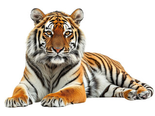 Tiger Sitting Isolated on Transparent or White Background, PNG