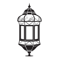 Black ramadan lanterns. Fanous line lantern, arabic lamps silhouettes vintage egyptian moroccan dubai eastern lamp for islamic mosque or arabian lighting, vector illustration of lantern to ramadan