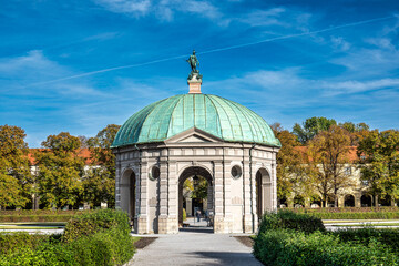 Autumn view of Hofgarten Park with Dianatempel in Munich, Germany - obrazy, fototapety, plakaty