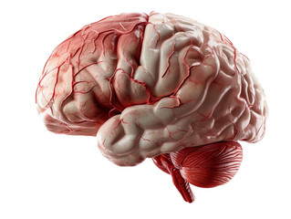 Brain Side View in 3D Isolated on Transparent or White Background, PNG - obrazy, fototapety, plakaty