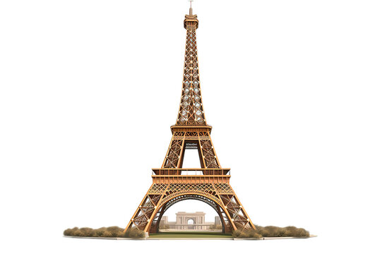 recommend clip art: Eiffel tower Tourist Attraction Paris France Landmark Object Building isolated on PNG Background. Generative Ai.
